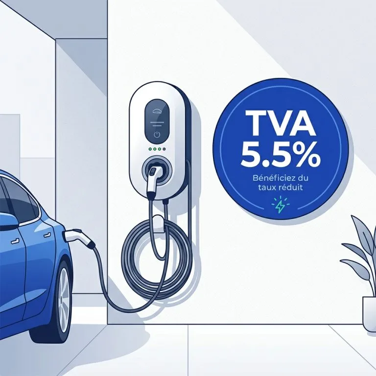 Infographie de la TVA reduite a 5,5 % sur les bornes de recharge electrique