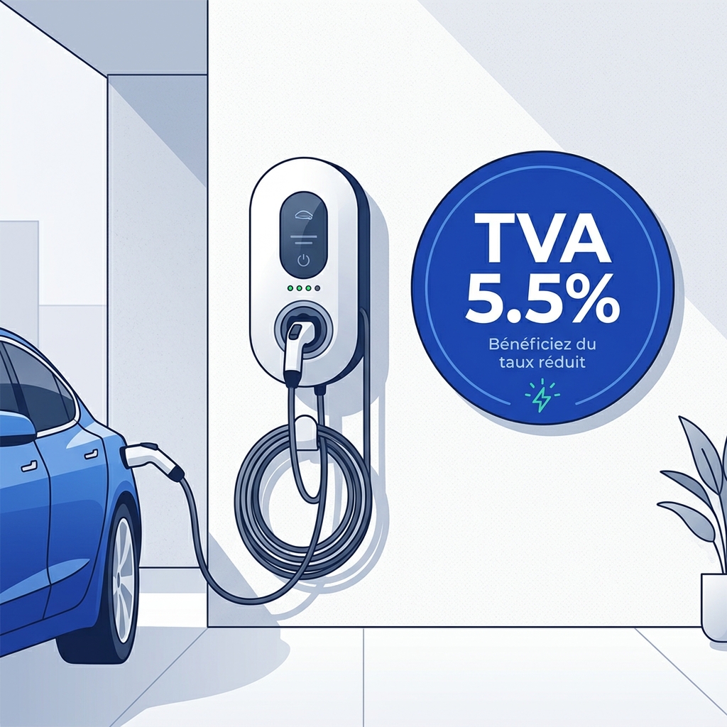 Infographie de la TVA reduite a 5,5 % sur les bornes de recharge electrique