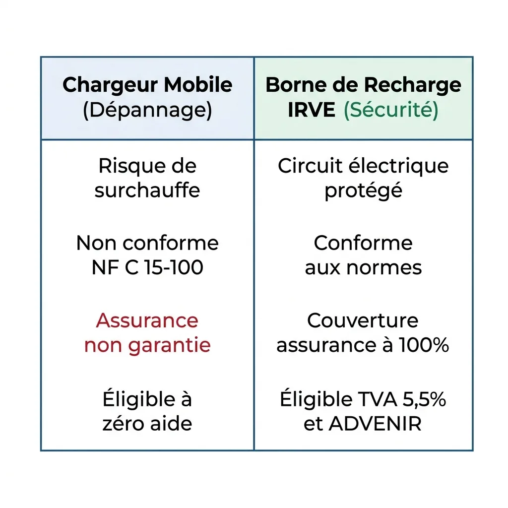 Comparatif technique entre Chargeur Mobile et Borne IRVE